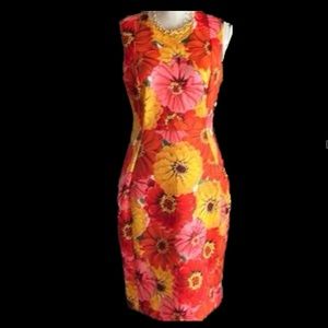 Calvin Klein Floral Print Midi Dress Summer Spring Fall Semi Formal Size 10 New